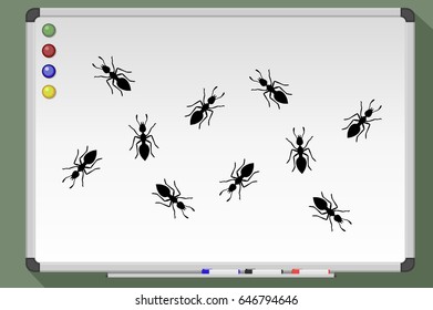 Ants on white background. Vector stock illustration