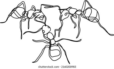 Hormiga un diseño de vector de insectos de dibujo de línea. Dibujo continuo de hormigas en una sola línea. Ideal para carteles, tarjetas, pancartas, volantes, logotipo y emblema.