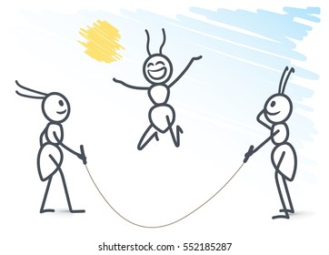 Ants playing jump rope