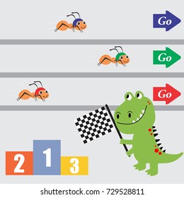ants racing,vector catoon