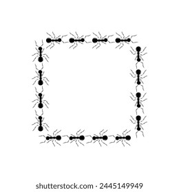 Hormigas carretera de forma cuadrada stop view design Ilustración vectorial aislada sobre fondo blanco. Curva de línea de sendero de hormigas bicho en fila. Ilustración de control de plagas o búsqueda de insectos.