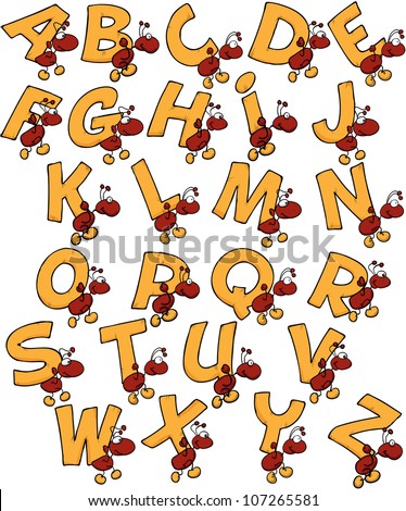 ants in a row carrying letters
