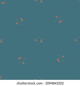 Ants seamless pattern. Insects on colorful background. Vector illustration for textile prints, fabric, banners, backdrops and wallpapers.
