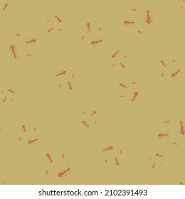 Ants seamless pattern. Insects on colorful background. Vector illustration for textile prints, fabric, banners, backdrops and wallpapers.