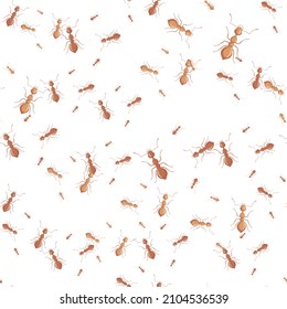 Ants seamless pattern. Insects on colorful background. Vector illustration for textile prints, fabric, banners, backdrops and wallpapers.