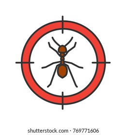 Ants target color icon. Insects repellent. Pest control. Isolated vector illustration
