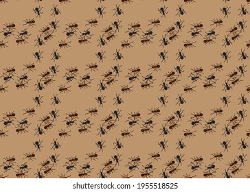 Ants. Vector geometric seamless pattern. For design.