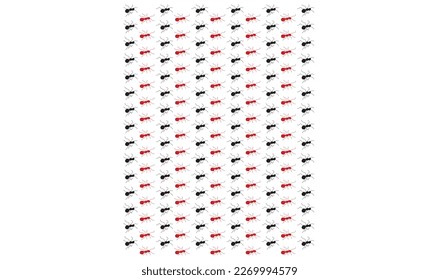 ants vector illustration. Abstract creative composition. Insects in black and white concept. Black and white pattern.