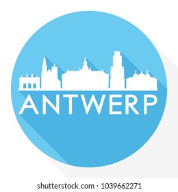 Antwerp Belgium Flat Icon Skyline Silhouette Design City Vector Art.