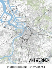 Antwerp, Belgium map poster art