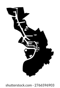 Antwerp city map vector silhouette illustration isolated. Belgium town Antwerpen map. City town Antwerp symbol shape shadow. Sticker emblem banner. Plan of Antwerp scheme.