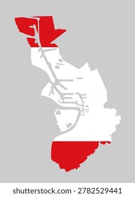 Antwerp city map vector silhouette illustration isolated. Belgium town Antwerpen map. City town Antwerp flag symbol shape shadow. Sticker emblem banner. Plan of Antwerp scheme.