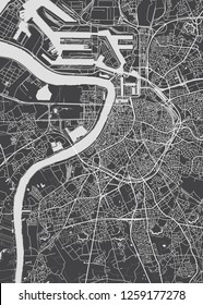 Antwerp city plan, detailed vector map detailed plan of the city, rivers and streets