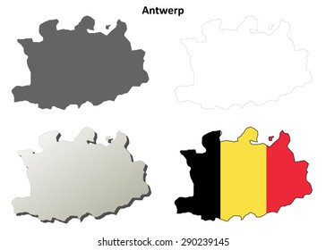 Antwerp (Flanders) outline map set - Belgian version