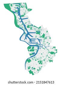 Antwerp map. Detailed map of Antwerp city administrative area. Cityscape panorama. Royalty free vector illustration. Outline map with highways, streets, rivers. Tourist decorative street map.