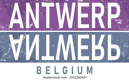 Antwerp. Multicolored colorful isolated inscription in frame. Antwerp - city in Belgium. For poster, booklet, flyer, souvenir, prints on clothing, t-shirts. Stock vector image