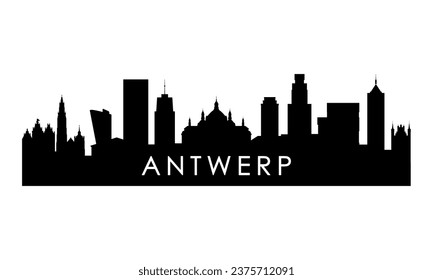 Antwerp skyline silhouette. Black Antwerp city design isolated on white background. 