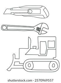 anty cutter, wrench, bulldozer, collection typically features a wide range of essential tools used in construction projectsmaking them ideal for various applications. Whether used.