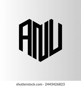 Diseño abstracto del logotipo de la letra de ANU. ANU diseño único. ANU.
