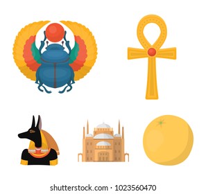 Anubis, Ankh, Cairo citadel, Egyptian beetle.Ancient Egypt set collection icons in cartoon style vector symbol stock illustration web.