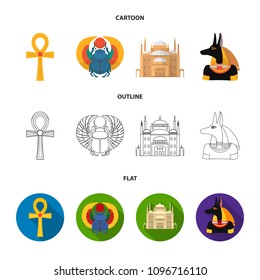 Anubis, Ankh, Cairo citadel, Egyptian beetle.Ancient Egypt set collection icons in cartoon,outline,flat style vector symbol stock illustration web.