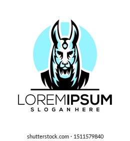 anubis character logo design vector