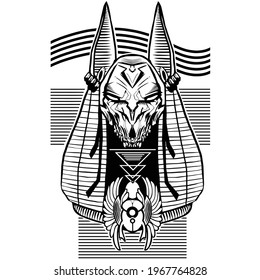 Anubis is a dead god. Ancient Egypt. Vector illustration for tattoo