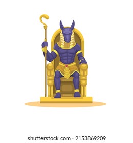 Anubis Egypt god sit in altar figure cartoon illustration vector