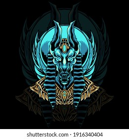 Anubis egypt head mascot logo illustration for your merchandise or business