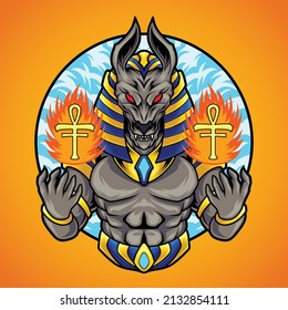 Anubis egyptan emblem vector illustration
