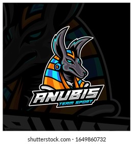 Anubis Esport gaming mascot logo template Vector. Modern Head Anubis Logo Vector, Illustration