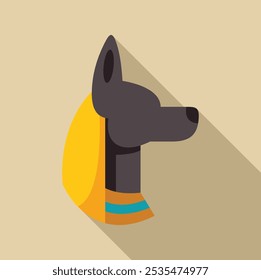 Anubis god of ancient egypt mythology flat design icon with side shadow