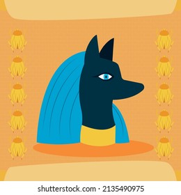 anubis god card with scarabs