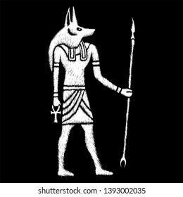 Anubis The god of Egypt Drawing of the Godfor the design of t-shirts or tattoos.