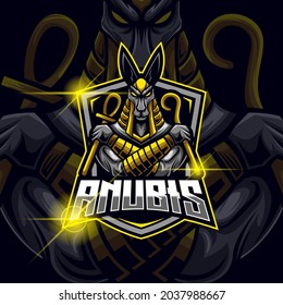 Anubis God E-sport logo design template