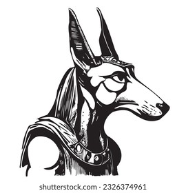 Anubis hand drawn sketch in doodle style illustration