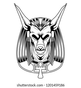 Anubis head drawing vector illustration