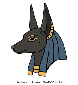 anubis cabeça egito estátua vintage cor plana vetor ilustração modelo design
