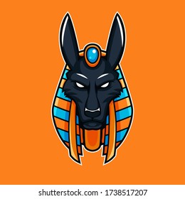 Anubis head egyptian god mythology mascot logo vector. Modern Illustration esport gaming team template design
