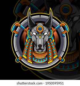 Anubis head esport mascot logo design