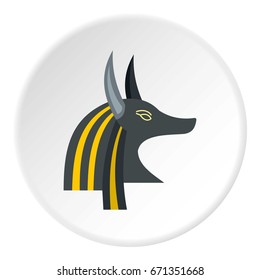 Anubis head icon in flat circle isolated vector illustration for web