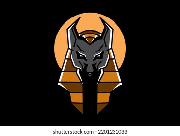 The Anubis head illustration design on black background