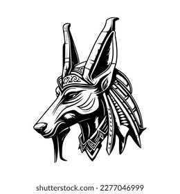anubis head line art hand drawn illustration