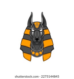 Anubis head logo. The Egyptian ancient God illustration suitable for gaming logo design, mascot brand, tattoo design and other uses.