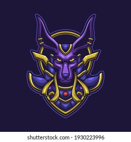 Anubis Head Logo Gaming. Dog Face Esport Twitch Avatar. Character Mascot Design