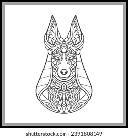 Anubis head mandala arts isolated on black background