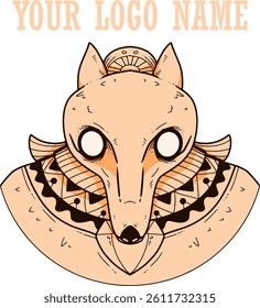 Anubis Head mascot black outline Hand drawn