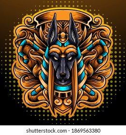 Anubis head mascot. esport logo design