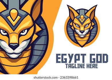 Anubis Head Mascot Logo for Sport and Esport: Egyptian God Template, Dog God Icon Badge Emblem