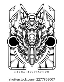 Anubis head mech vector line art style illustration